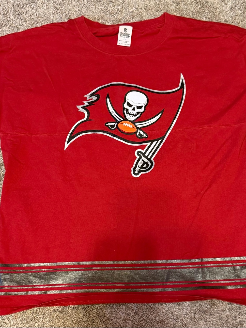 Victoria Secret PINK NFL Tampa Bay Buccaneers long sleeve Metallic Size L